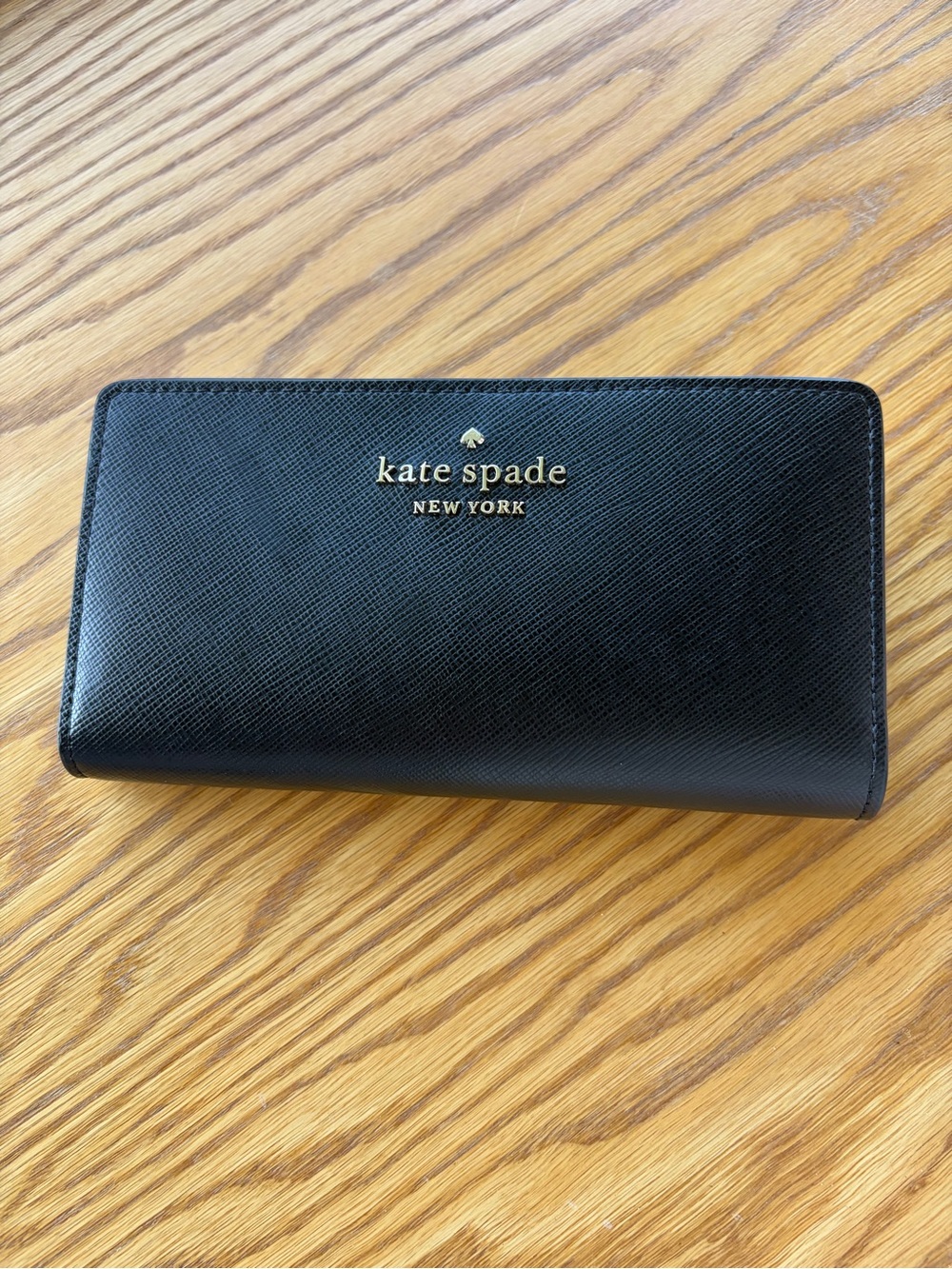 kate spade Black Saffiano Leather Long Zip Wallet